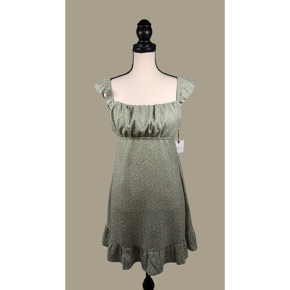 Originality Sage Flutter Sleeve Dress with Tie Back and Ruffle Hem Size XL NWT